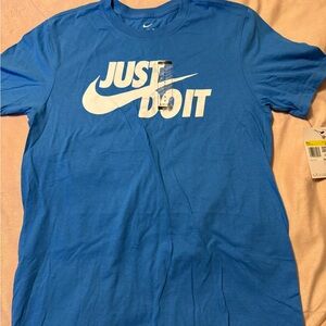 Nike Men's Vibrant Blue Tee with Iconic Slogan